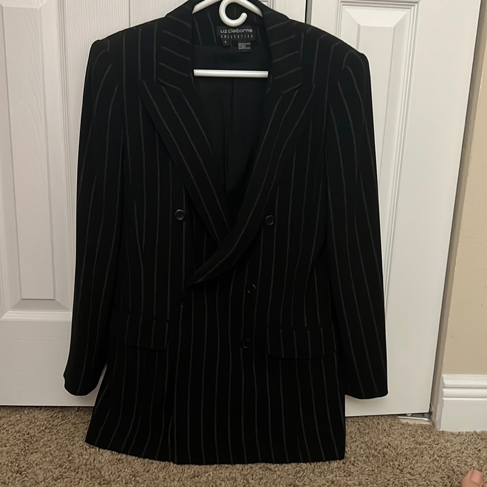 Black with white stripes Vintage Liz Claiborne jacket